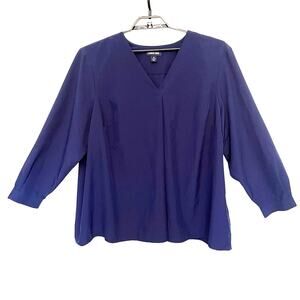 Lands End V-Neck Career Womens 3X Minimal Office Pleat Capsule Wardrobe Stretch